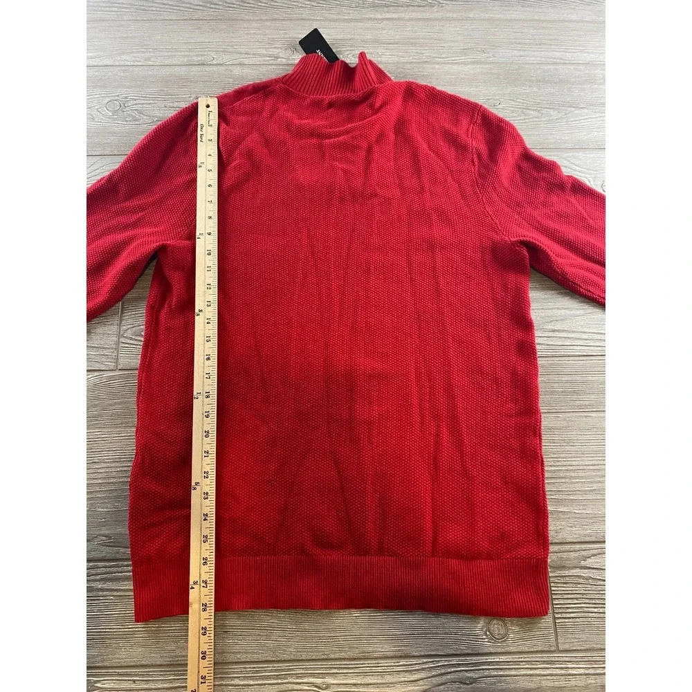 Alfani Red Cotton 1/4 Zip Mock Neck Pullover Sweater Mens X-Large MSRP $60 NWT .